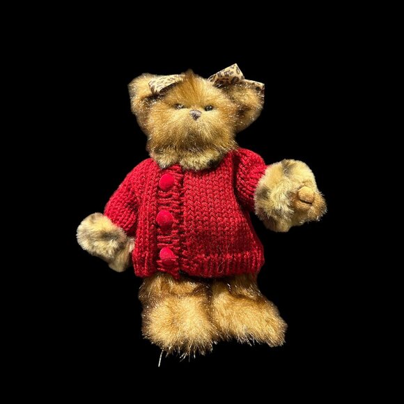 Bearington Bear in Red Knitted Sweater, Fully Jointed Collectible Stuffed Animal - Picture 4 of 7